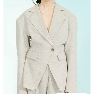 H and M Edition Light Gray Wool Blend Blazer S/S 2025 Small